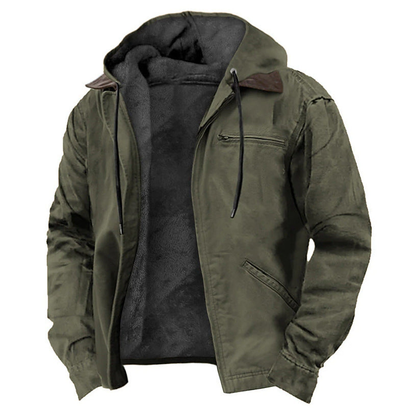 Multi-Color Digital Printing Hooded Jacket with Brown Lining