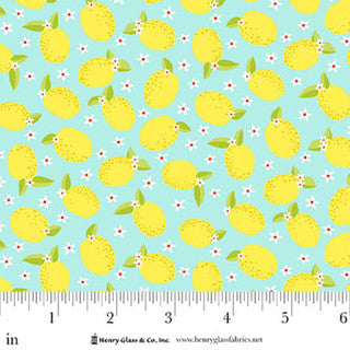 Jubilee Blue Medium Lemons Cotton Fabric - 44" / 45" per yard