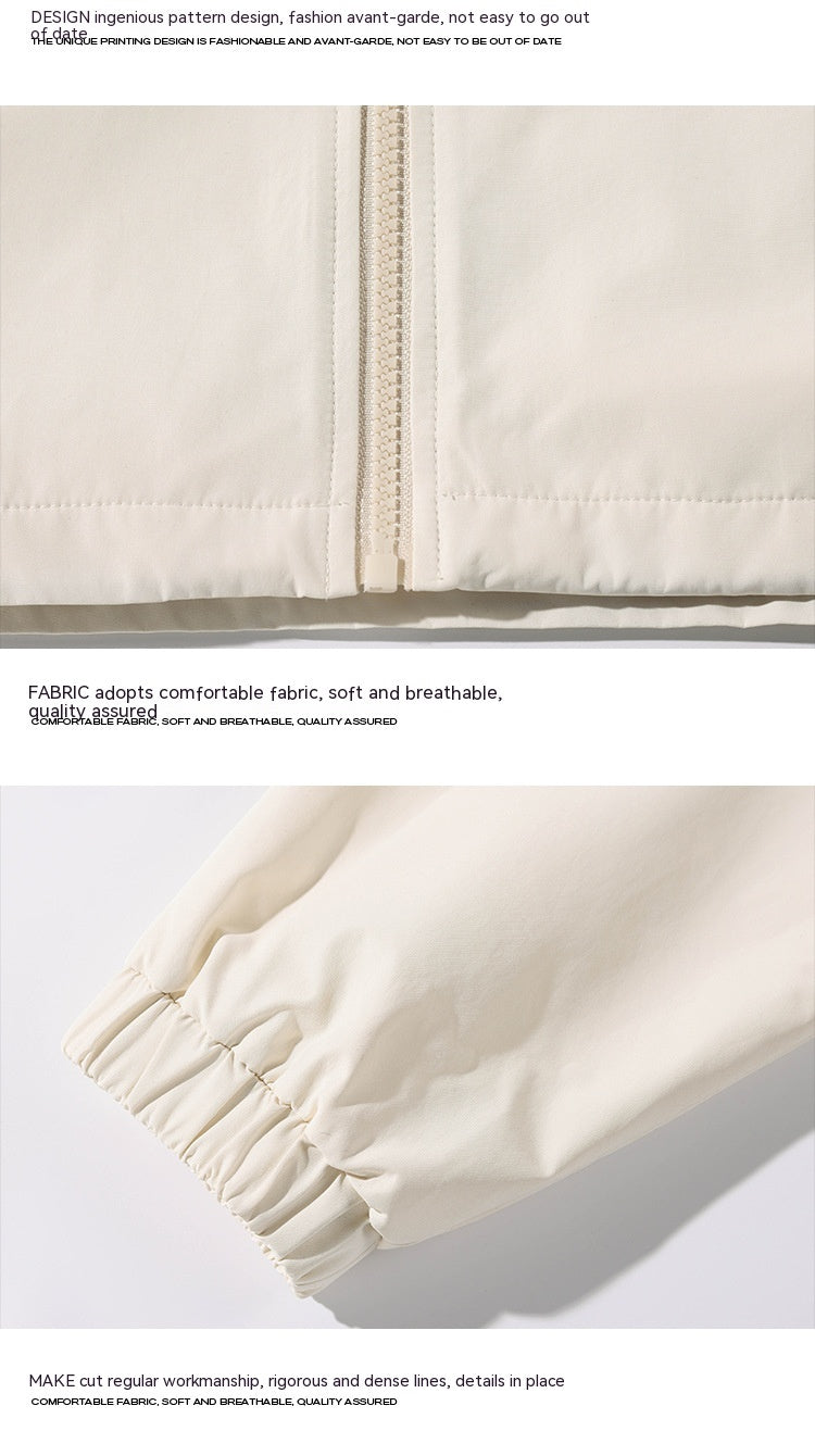 Chaqueta cortaviento impermeable de talla grande para hombre con cuello alzado