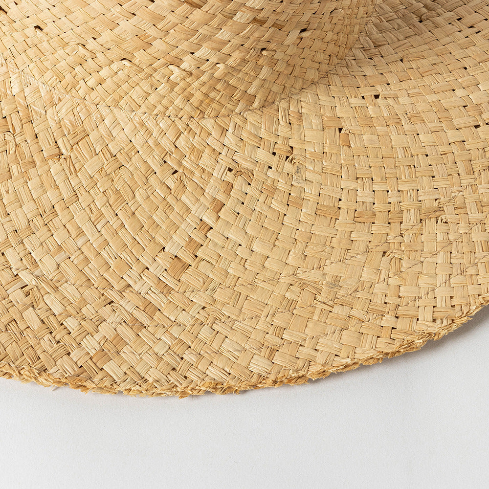 Hand-Knitted Raffia Big Brim Sun Hat for Spring & Summer