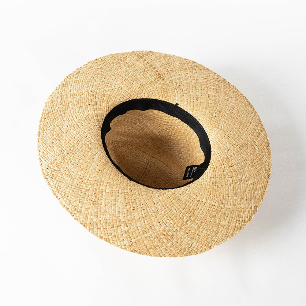 Hand-Knitted Raffia Big Brim Sun Hat for Spring & Summer
