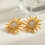 Boucles d'oreilles en acier inoxydable élégant en forme de tournesol pour femmes