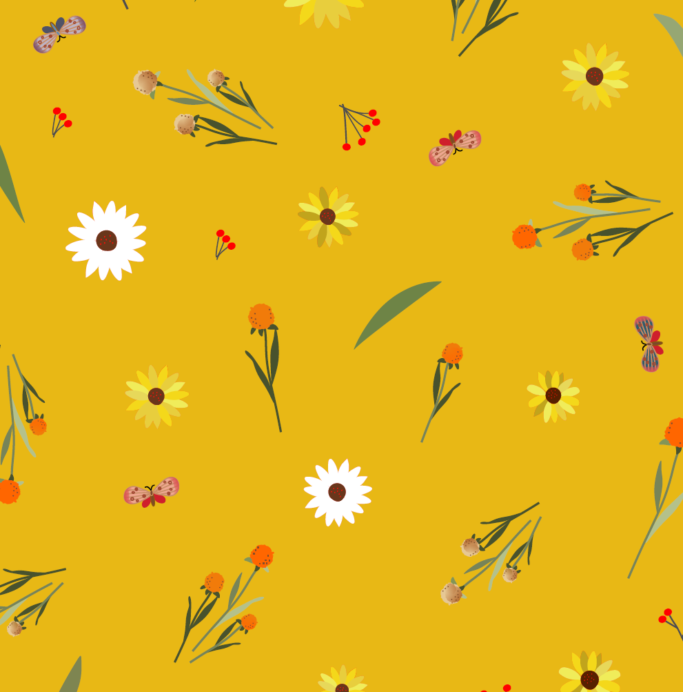 Mustard The Hill View Site Cotton Fabric - 43"/44" Per Yard