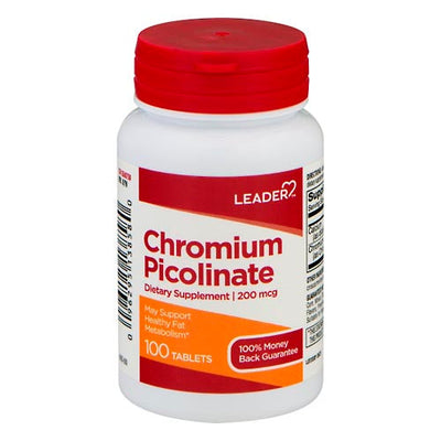Leader Chromium Picolinate 200 Mcg Tablets - 100 Count
