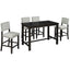 Conjunto de Comedor de Altura de Mostrador TREXM de 5 Piezas en Espresso y Beige