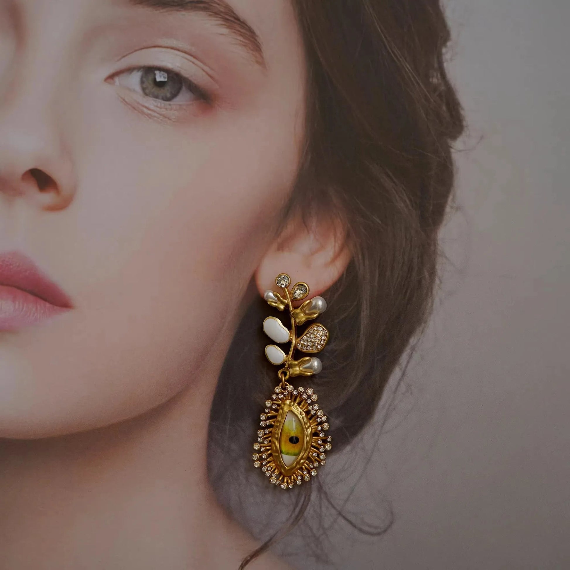 Retro Devil's Eye Nose Mouth Earrings Oil Drip for Women Jewelry Heavry Metal 2024 New Europe High Quality Eegant Gifts - Korvel