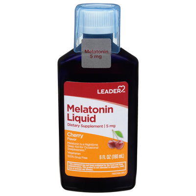 Leader Melatonin Liquid, 5 Mg, Cherry Flavor, 6 Fl Oz