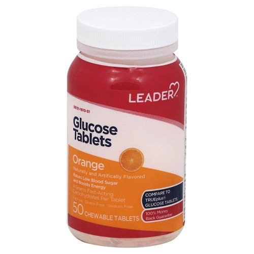Leader Glucose Tablets - Orange Flavor, 50 Count