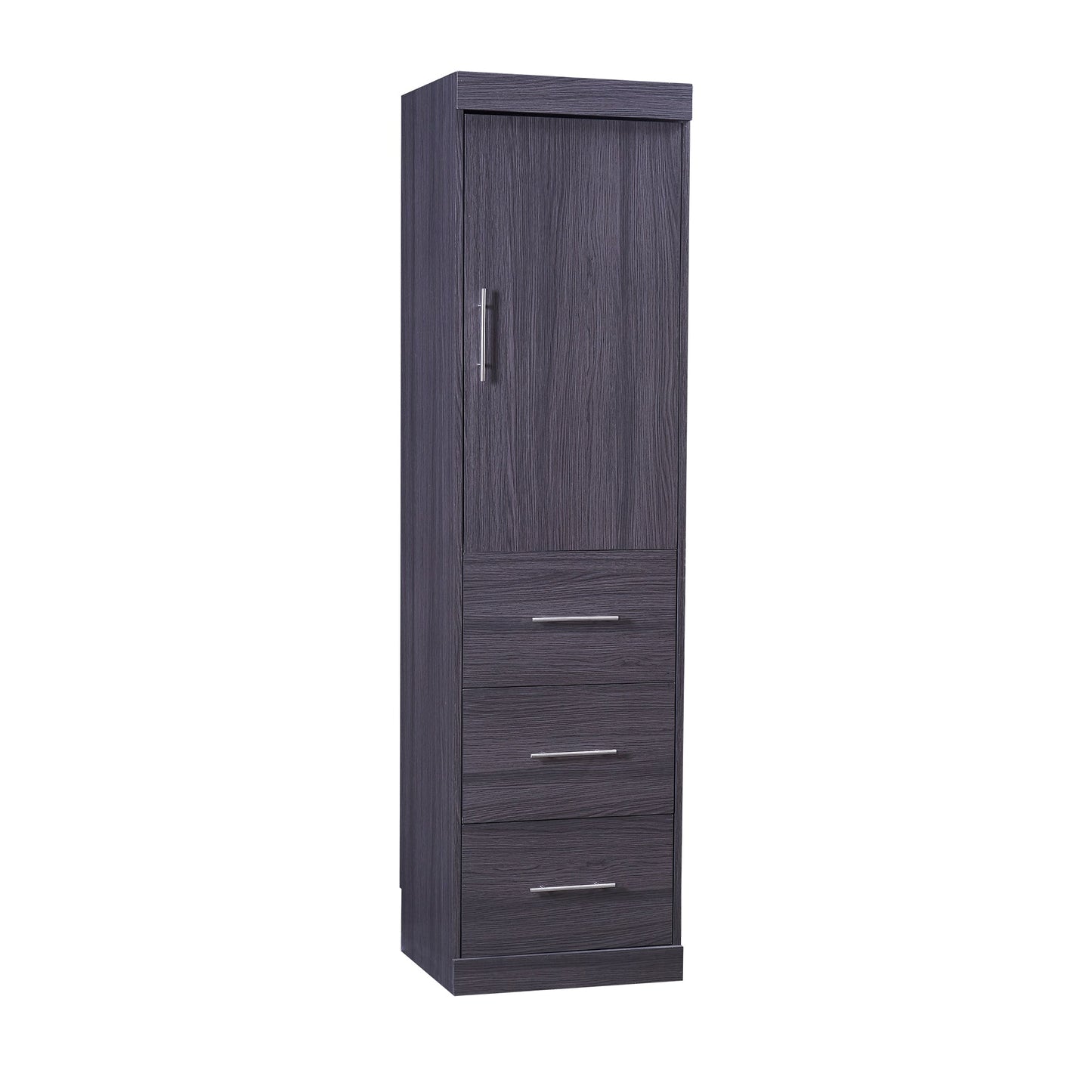 Full Size Gray Murphy Bed with Wardrobe and Drawers
