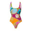 Cartoon print contrasting one-piece swimsuit set for women - Korvel