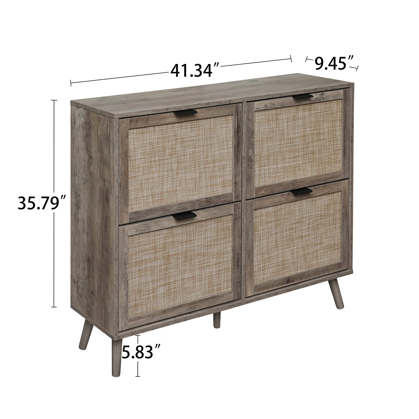 4 Door Shoe Rack, Freestanding Modern Shoe Storage Cabinet, for Entryway - Korvel