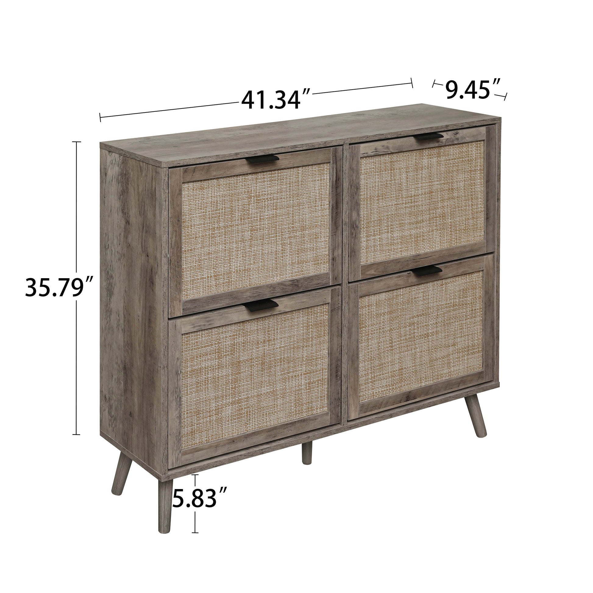 4 Door Shoe Rack, Freestanding Modern Shoe Storage Cabinet, for Entryway - Korvel