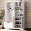 Multi-functional Hall Tree with Storage Shelves Drawers Cabinet Elegant Hallway Shoe Cabinet with Bench Modern Coat Rack White - Korvel