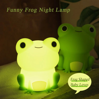 Night Lamp for Kids Frog Soft Silicone Sleeping Night Light Dimmable Timer Rechargeable Colorful Light Room Decor Children Gifts - Korvel