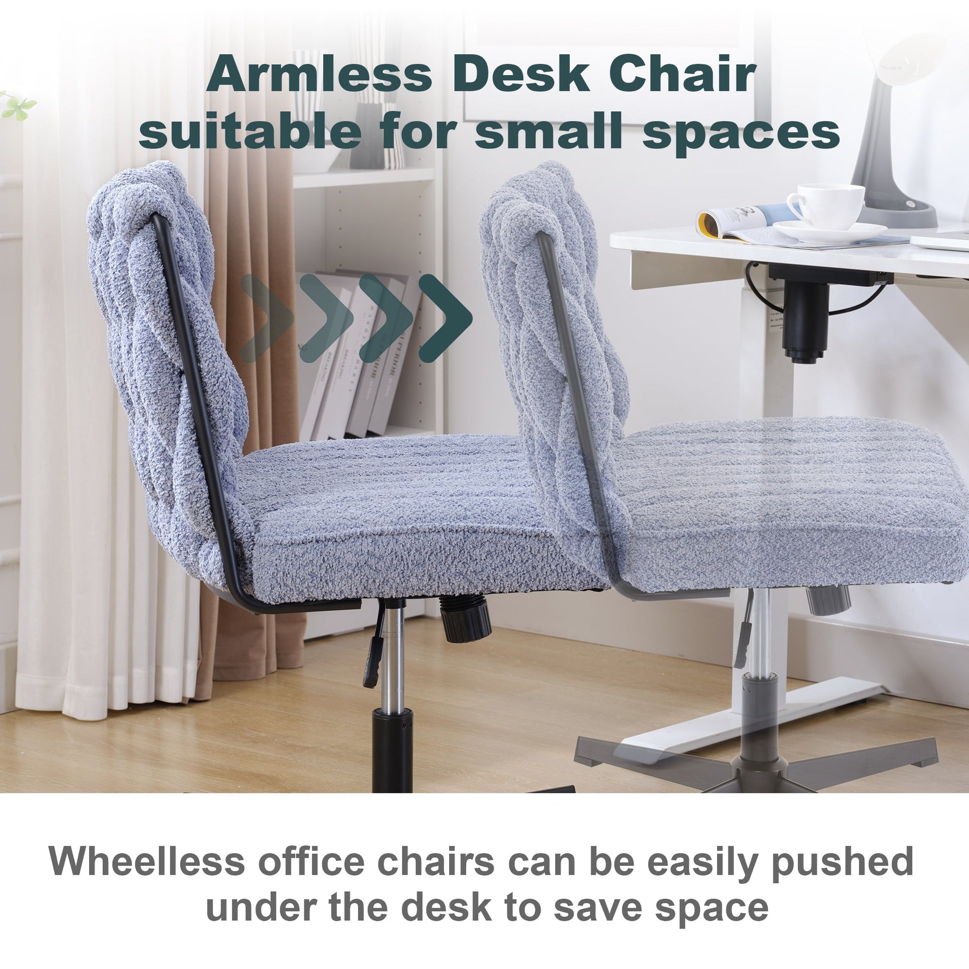 Armless Office Desk Chair No Wheels BLUE - Korvel