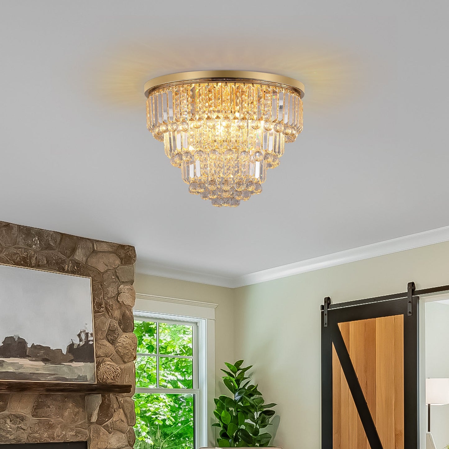 Chandelier en cristal moderne de luxe doré pour des espaces élégants