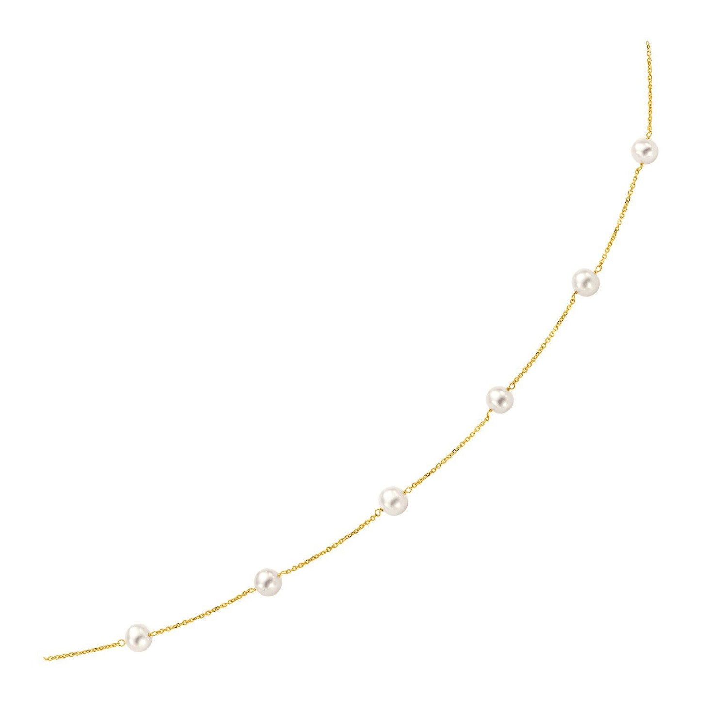 Collier en or jaune 14 carats avec perles blanches