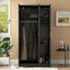 Elegant 3-Door Wardrobe with Mirror and Shelves in Black