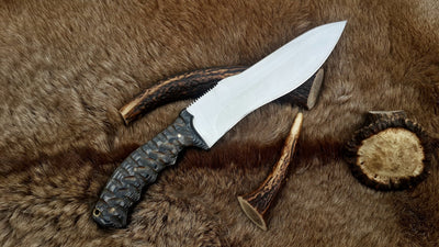 The Ultimate Boar Slayer: Custom D2 Steel Fixed-Blade Hunting Knife with Exotic Wood Handle | 11.5 Inches | KBS Knives - Korvel