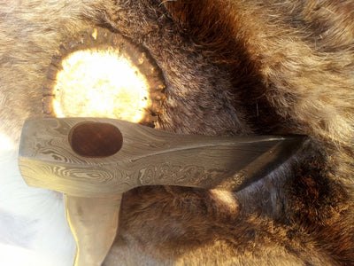 Custom Handmade Viking Axe with Damascus Steel Blade and Rosewood Handle - KBS Knives - Korvel