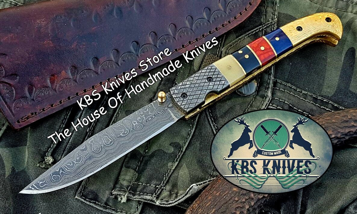 Artisan Crafted Damascus Steel Folding Pocket Knife - Korvel