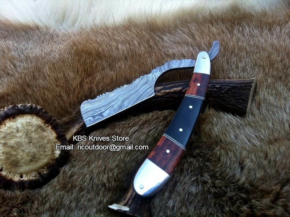Exquisite Antique Shaving Razor with Damascus Steel Blade and Luxurious Handle - Includes Elegant Leather Case - Korvel
