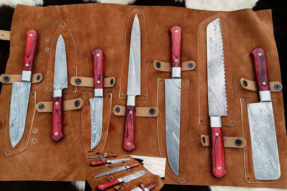 Premium Full Tang Handmade Damascus Steel Chef Knife Set - Korvel