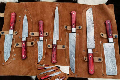 Premium Full Tang Handmade Damascus Steel Chef Knife Set - Korvel