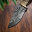 Premium Handmade Damascus Steel Deer Skinning Knife with Olivewood Handle - 8.5-inch - Korvel