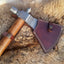 Custom Viking Tomahawk Axe - Damascus Steel with Rosewood Handle & Leather Sheath - Korvel
