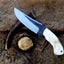 Premium Custom 1095 Hunting Knife | Elegant Camel Bone Handle & Brass Lanyard | 10.5" | Includes Leather Sheath | KBS Knives - Korvel