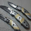 TriGuard Collection: Set of 3 Handcrafted Damascus Steel Folding Knives with Elegant Steel and Brass Handles - Korvel