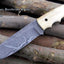 Premium Custom Damascus Steel Hunting Knife with Leather Sheath - Korvel