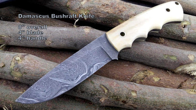 Premium Custom Damascus Steel Hunting Knife with Leather Sheath - Korvel