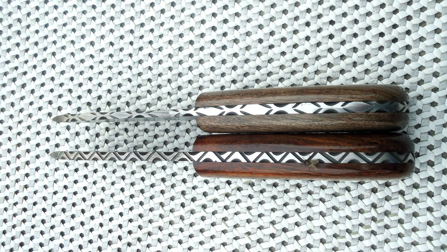 Elite Damascus Steel Skinning Knife – 7 Inch Precision Tool with Luxurious Walnut and Rosewood Handle - Korvel