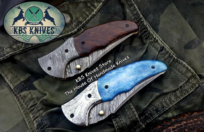 Artisan Crafted Damascus Steel Folding Knife - Custom Handmade - Korvel