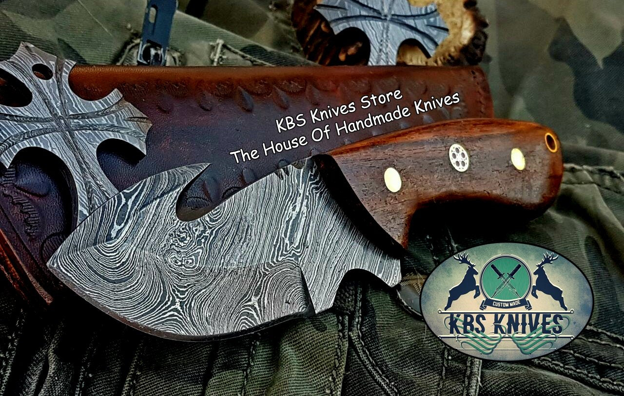 Premium Custom Damascus Steel Guthook Skinning Knife - Korvel