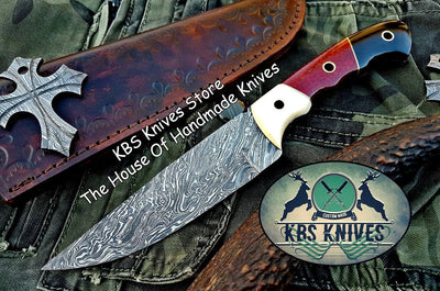 Premium Custom Damascus Steel Skinning Knife for Hunters - Korvel