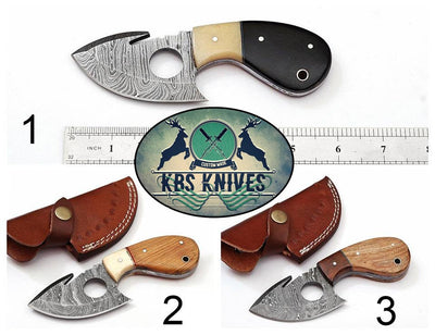 Premium Custom Handmade Damascus Steel EDC Guthook Skinner Knife - Korvel
