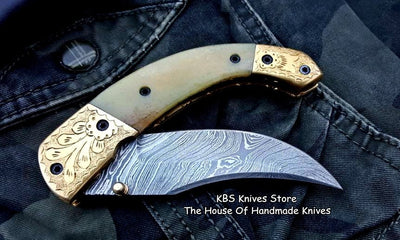 Exquisite Handmade Damascus Steel Folding Knife for Collectors - Korvel