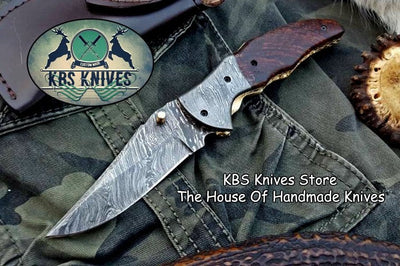 Exquisite Handmade Damascus Steel Folding Knife - Korvel