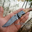 Artisan Crafted Damascus Steel EDC Folding Knife with Olive Wood Handle - Korvel