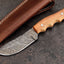Artisan Damascus Olive Wood Hunting Skinner Knife - EDC Essential - Korvel