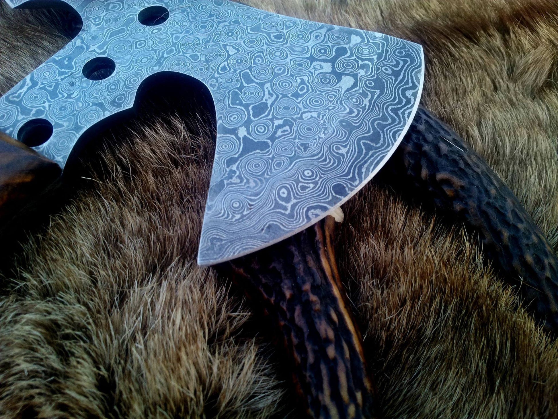 Artisan Crafted Damascus Mini Axe with Leather Sheath - Korvel