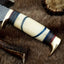 The Artisan's Edge: Premium Handmade Damascus Steel Hunting Knife | Camel Bone & Brass Details | 9 Inches | KBS Knives - Korvel