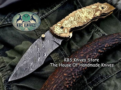 Artisan Crafted Damascus Steel Folding Pocket Knife - Korvel