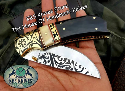 Exquisite Custom D2 Steel Folding Pocket Knife with Buffalo Horn Handle - Korvel