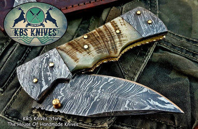 Exquisite Handmade Damascus Steel Folding Knife - Korvel