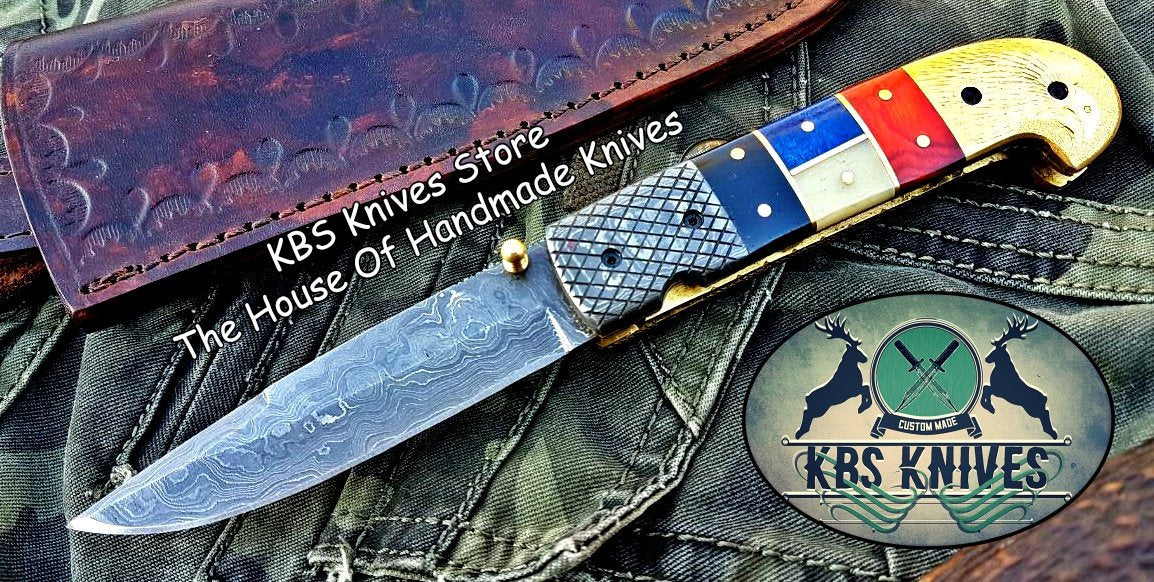 Artisan Crafted Damascus Steel Folding Knife - Korvel