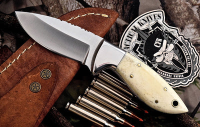 Premium D2 Steel Skinning Knife with Camel Bone Handle - Korvel